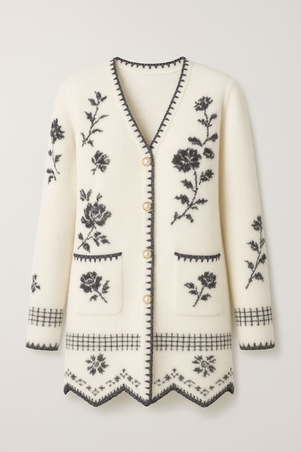 Pearl Button Floral Cardigan