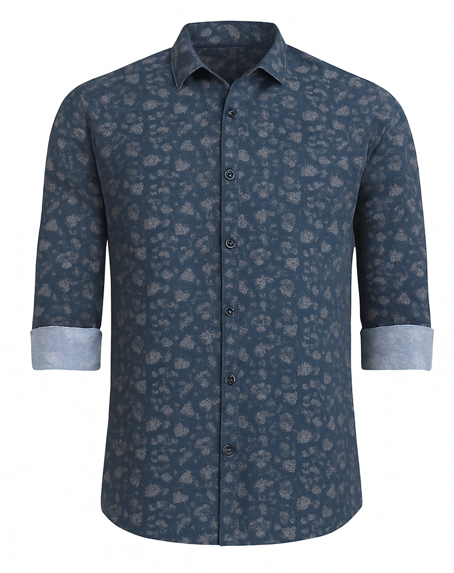 Dark Navy Floral Casual Shirt