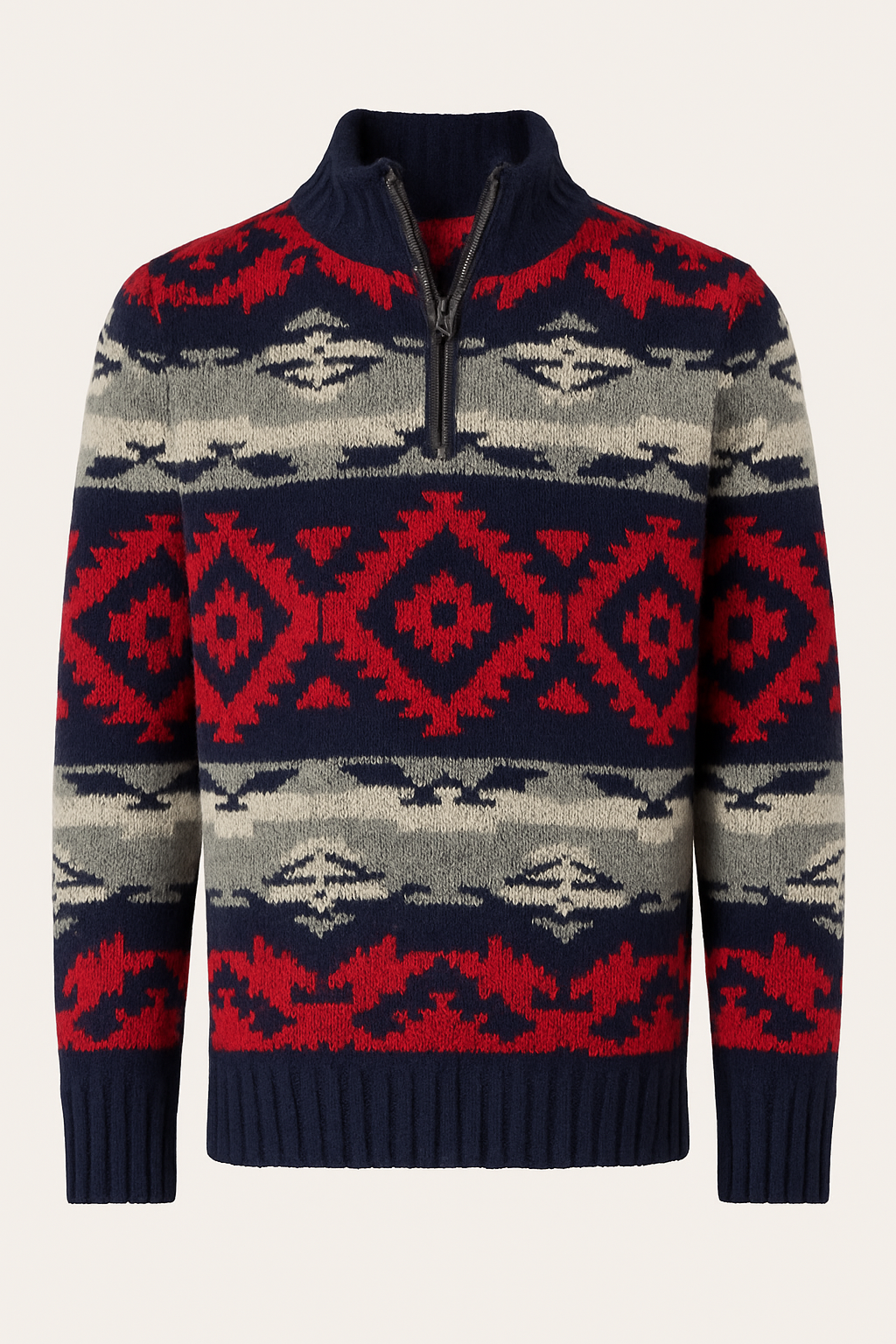 Red Aztec Knit Pullover