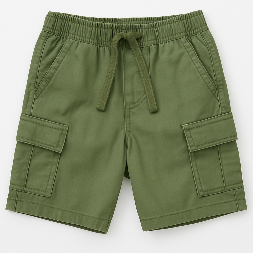 Kids Olive Green Cargo Shorts