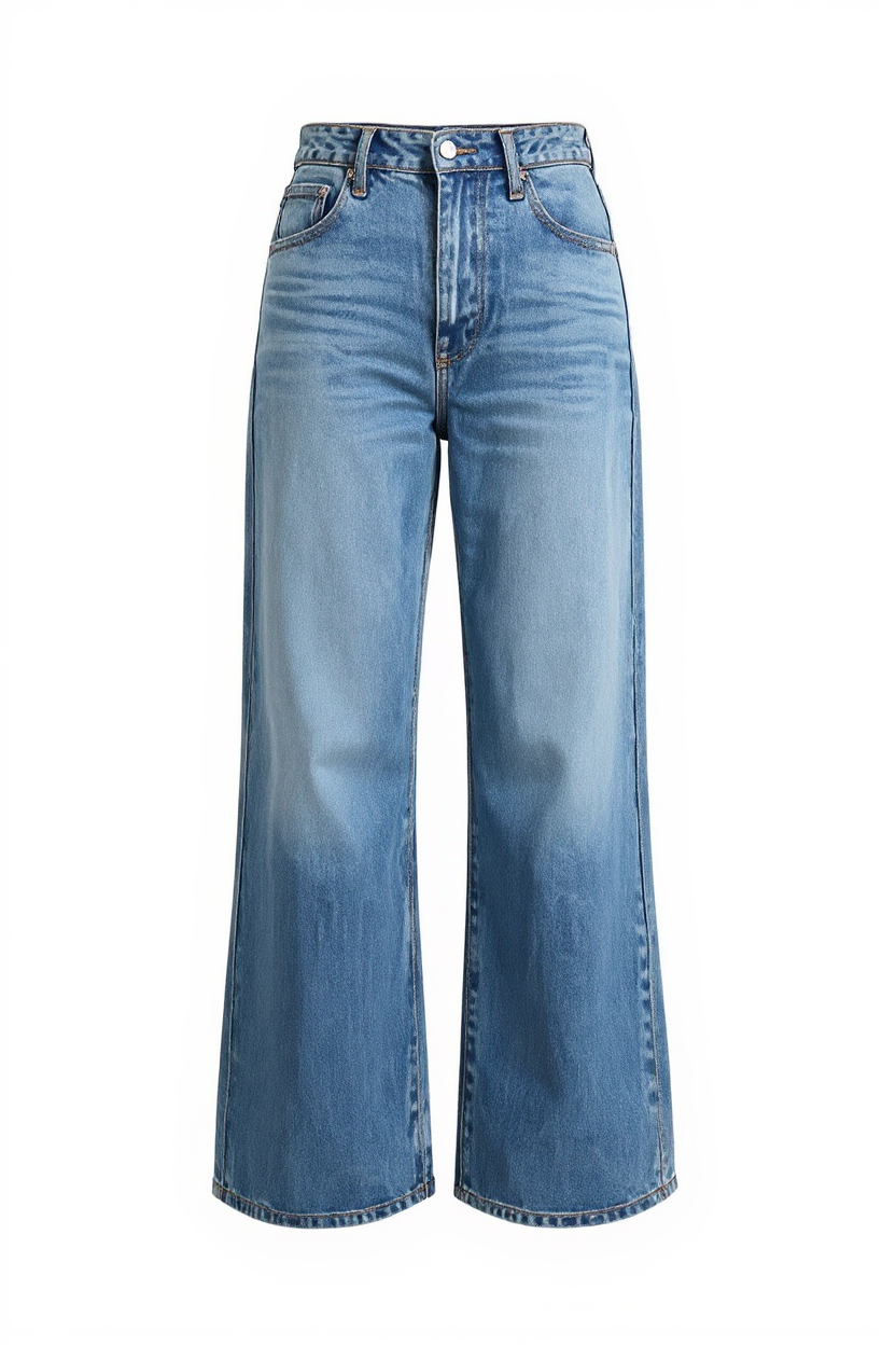 Light Blue Wide Leg Denim Jeans