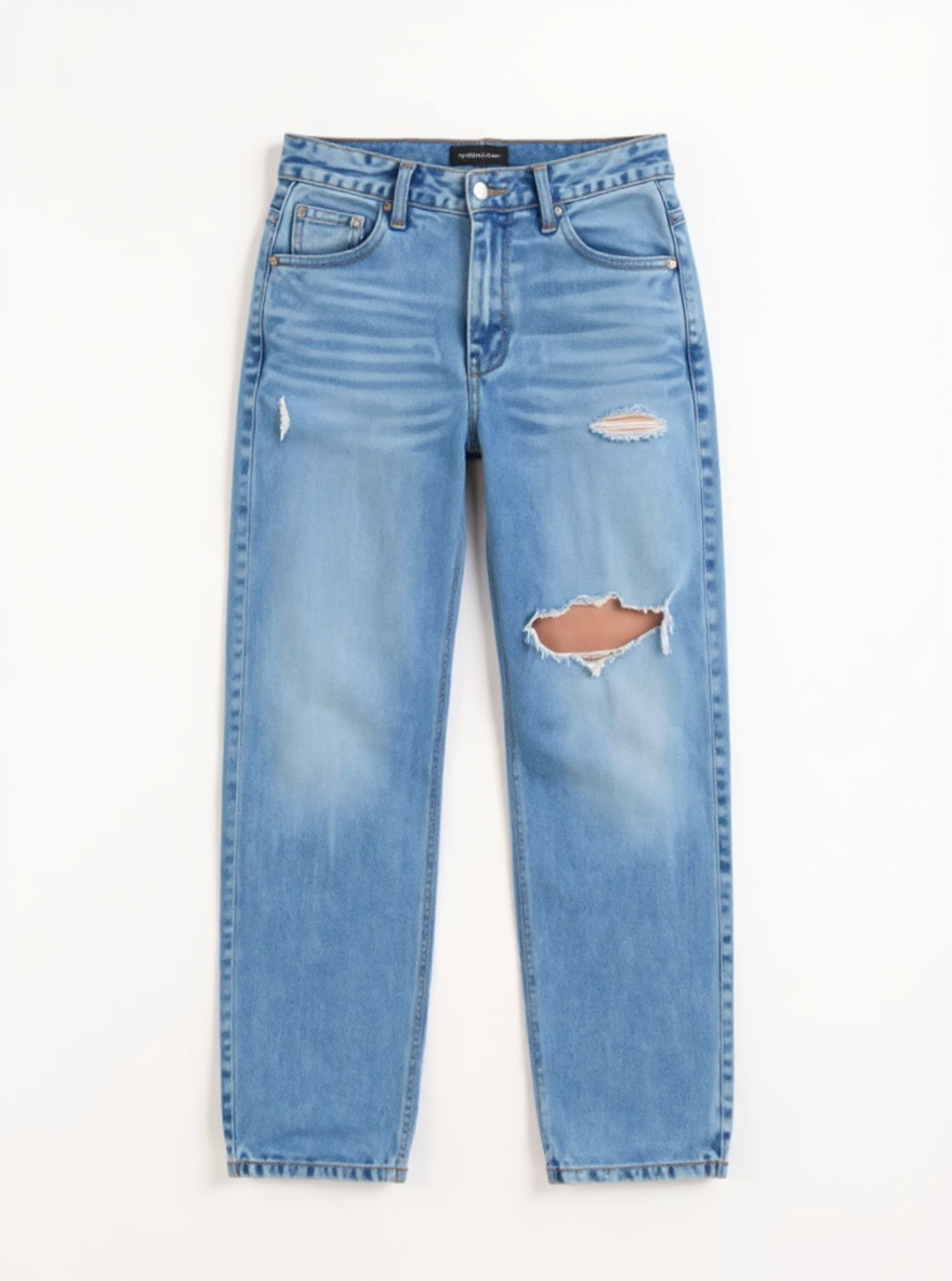 Light Blue Distressed Wide Leg Jeans
