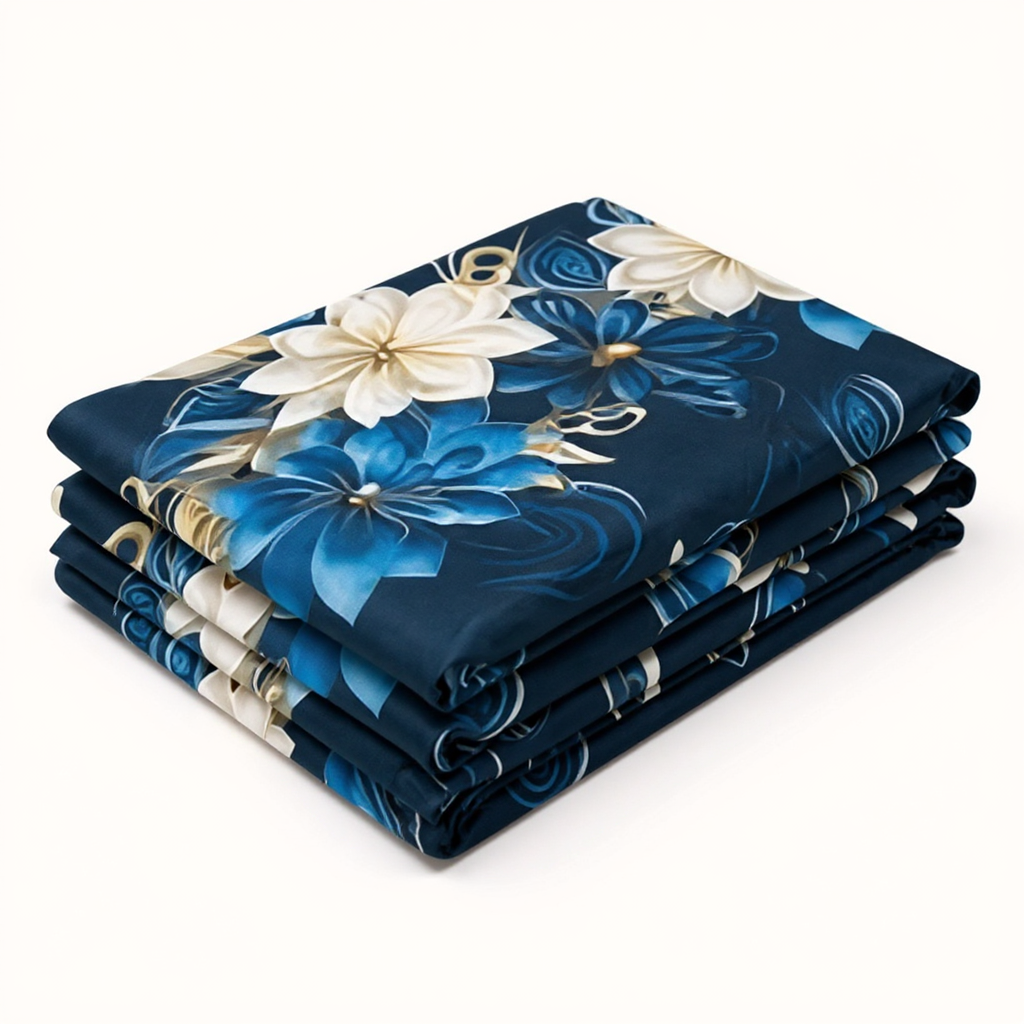Dark Blue Floral Bedsheet Set