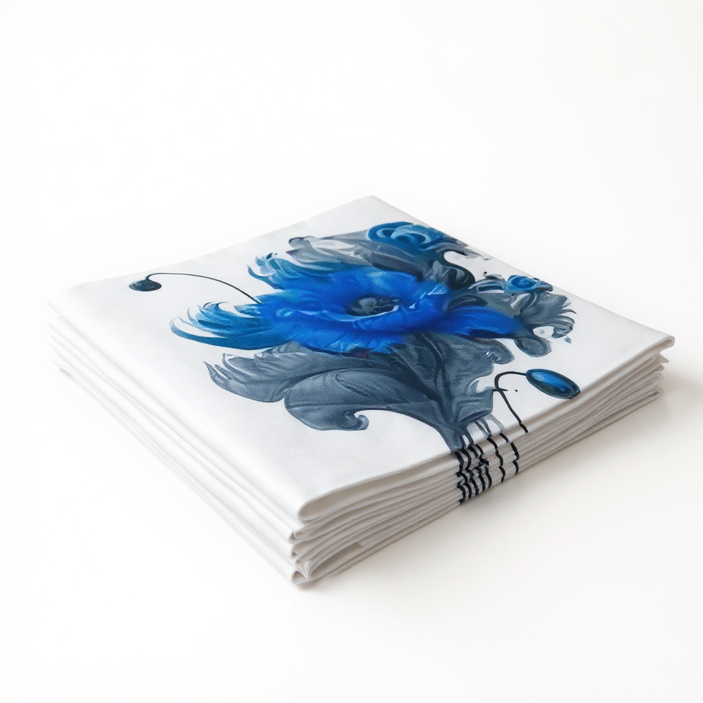 White Blue Floral Bedsheet Set