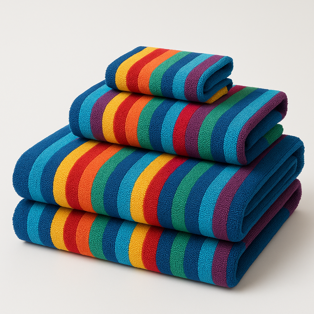 Multicolor Striped Bath Towel Set